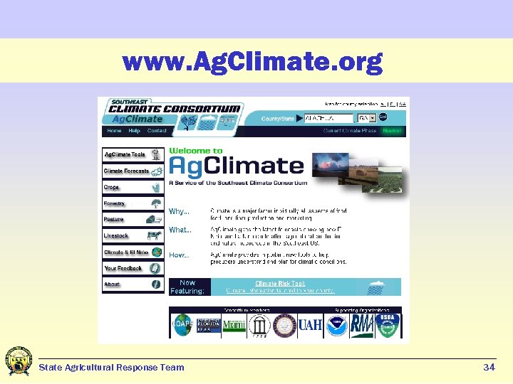 www. Ag. Climate. org State Agricultural Response Team 34 