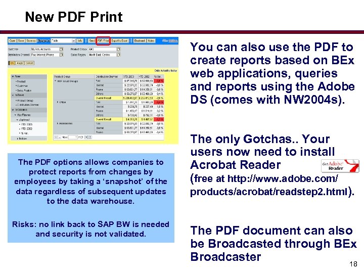 New PDF Print You can also use the PDF to create reports based on