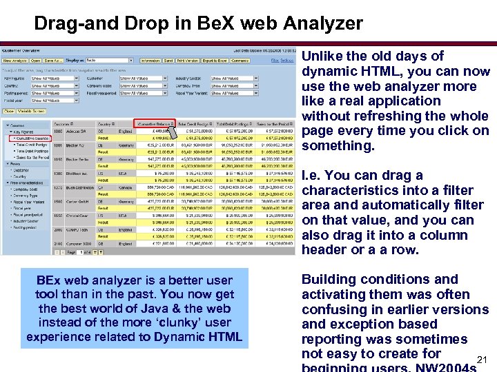 Drag-and Drop in Be. X web Analyzer Unlike the old days of dynamic HTML,