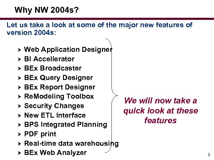 Why NW 2004 s? Let us take a look at some of the major