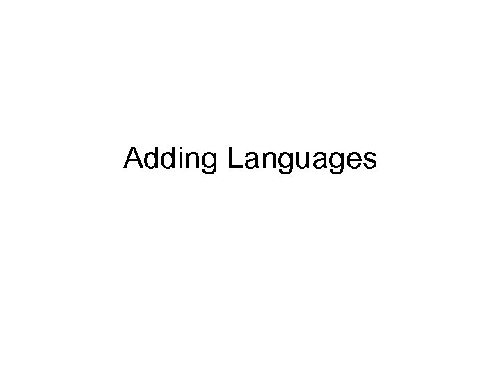 Adding Languages 