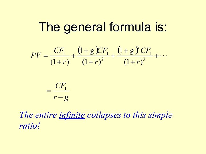 The general formula is: The entire infinite collapses to this simple ratio! 