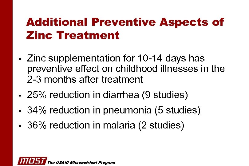 Additional Preventive Aspects of Zinc Treatment • Zinc supplementation for 10 -14 days has