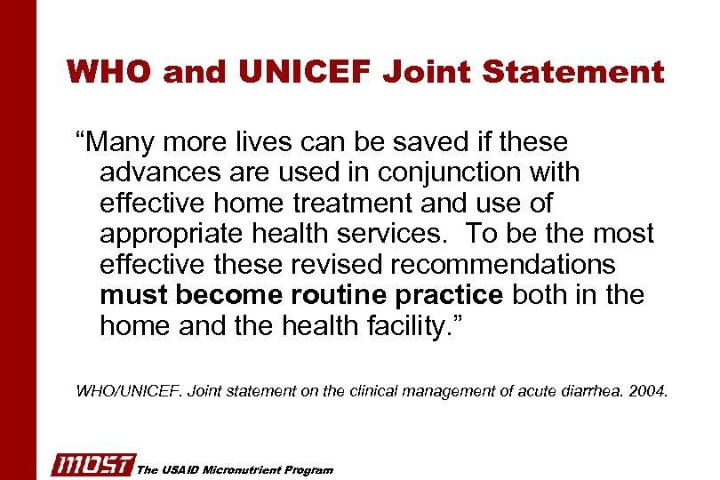 WHO and UNICEF Joint Statement “Many more lives can be saved if these advances