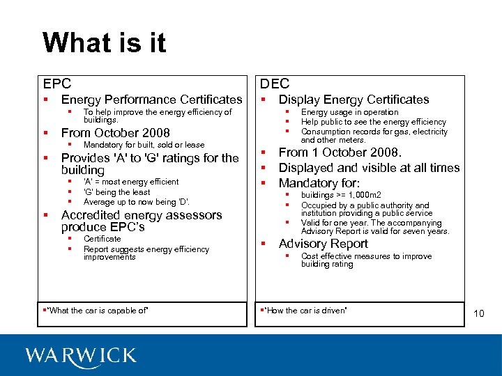 What is it EPC DEC § § Energy Performance Certificates § § § Mandatory