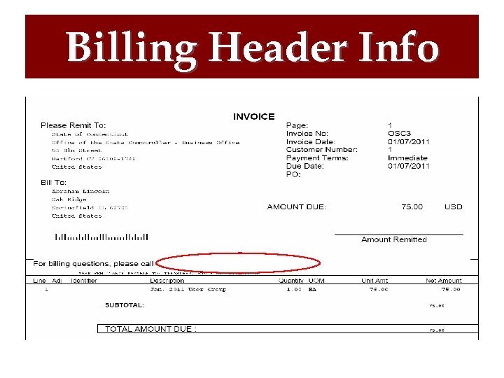 Billing Header Info 