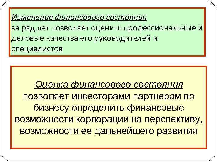 Изменение финансового состояния за ряд лет позволяет оценить профессиональные и деловые качества его руководителей