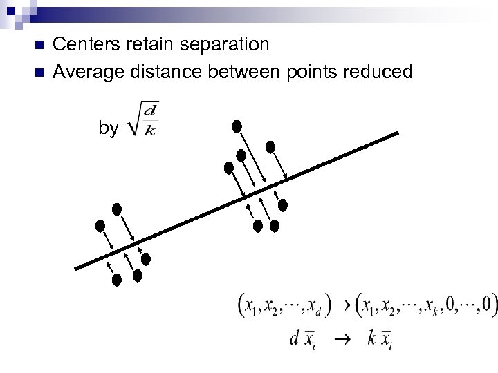 n n Centers retain separation Average distance between points reduced by 