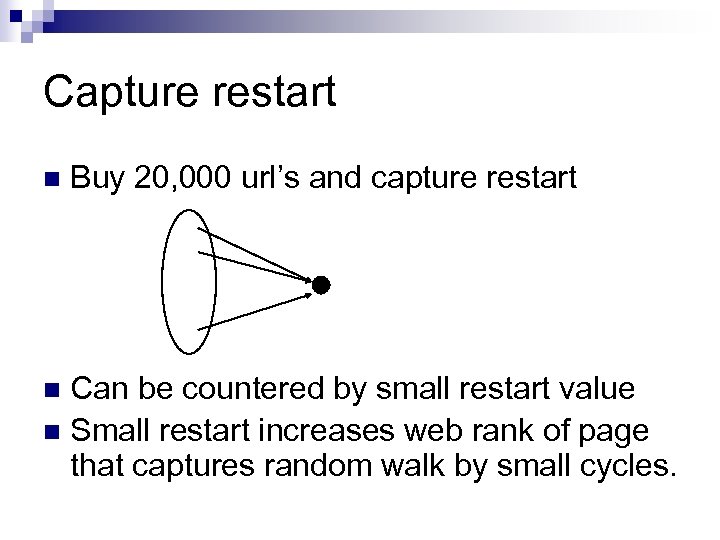 Capture restart n Buy 20, 000 url’s and capture restart Can be countered by