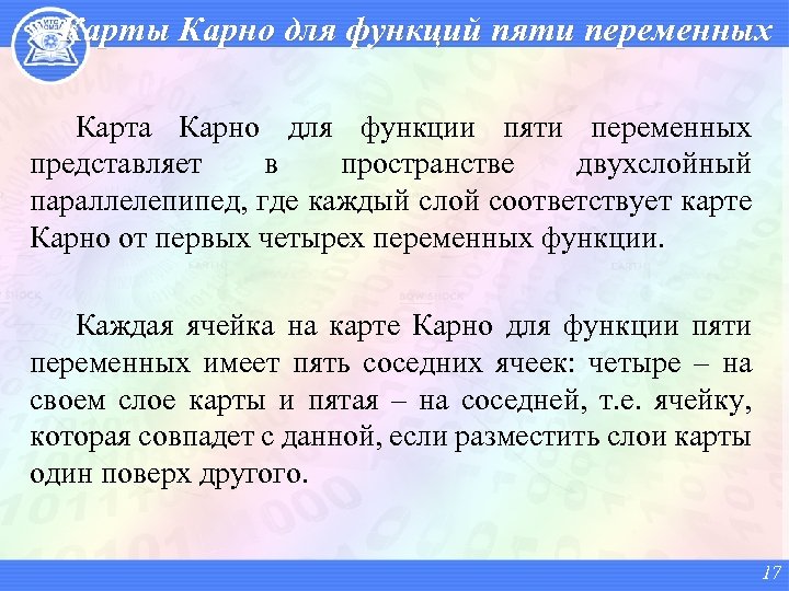 Карты Карно для функций пяти переменных Карта Карно для функции пяти переменных представляет в