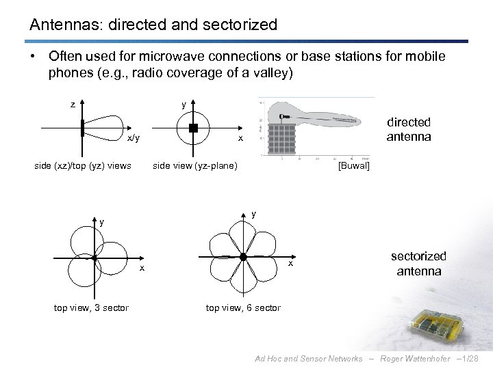 Antennas: directed and sectorized • Often used for microwave connections or base stations for