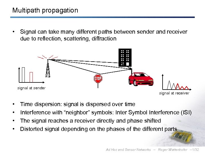 Multipath propagation • Signal can take many different paths between sender and receiver due