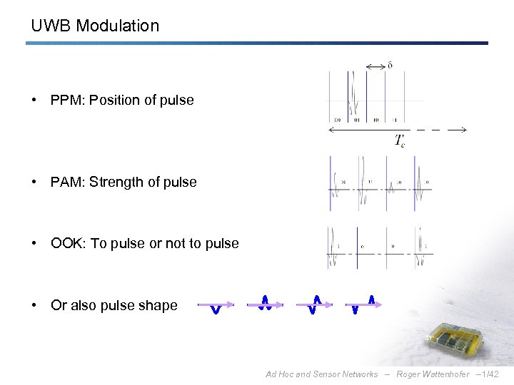 UWB Modulation • PPM: Position of pulse • PAM: Strength of pulse • OOK: