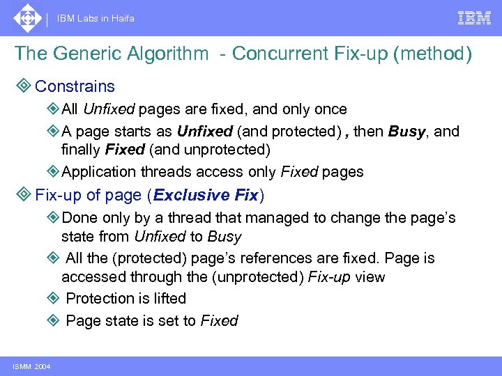 IBM Labs in Haifa The Generic Algorithm - Concurrent Fix-up (method) ³ Constrains ²