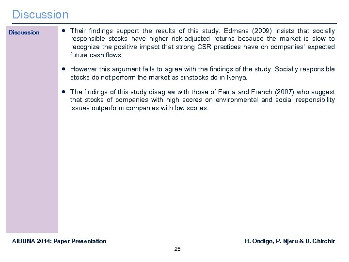 Discussion Their findings support the results of this study. Edmans (2009) insists that socially