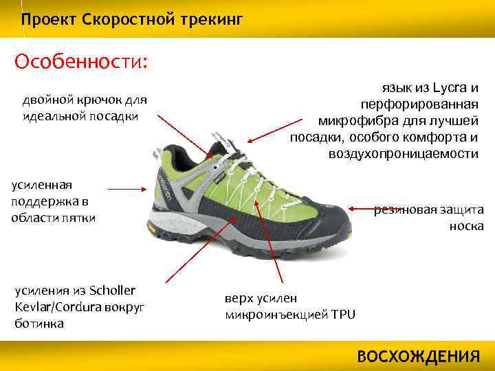 Проект Скоростной трекинг Особенности: двойной крючок для идеальной посадки язык из Lycra и перфорированная