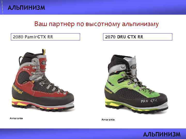 АЛЬПИНИЗМ Ваш партнер по высотному альпинизму 2080 Pamir GTX RR Amaranto 2070 DRU GTX