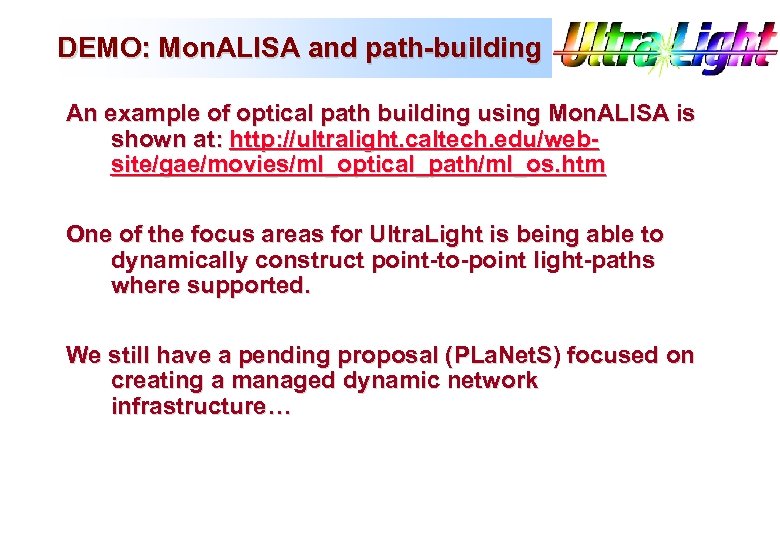 DEMO: Mon. ALISA and path-building An example of optical path building using Mon. ALISA
