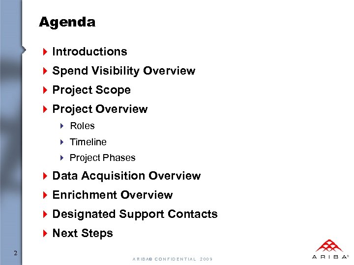 Agenda 4 Introductions 4 Spend Visibility Overview 4 Project Scope 4 Project Overview 4