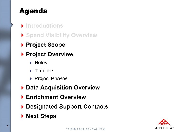 Agenda 4 Introductions 4 Spend Visibility Overview 4 Project Scope 4 Project Overview 4