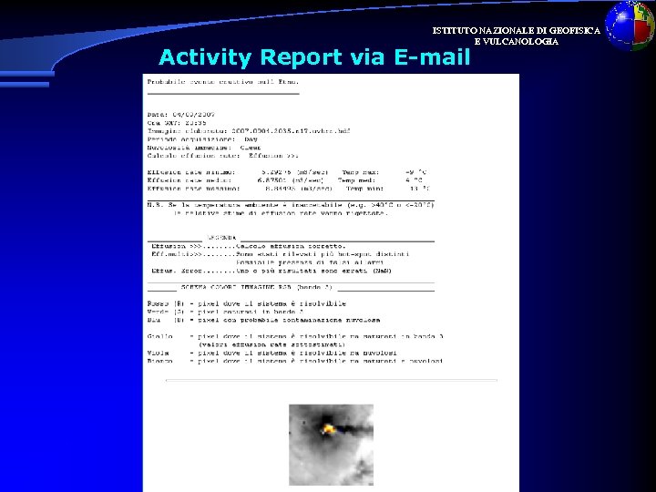 ISTITUTO NAZIONALE DI GEOFISICA E VULCANOLOGIA Activity Report via E-mail 