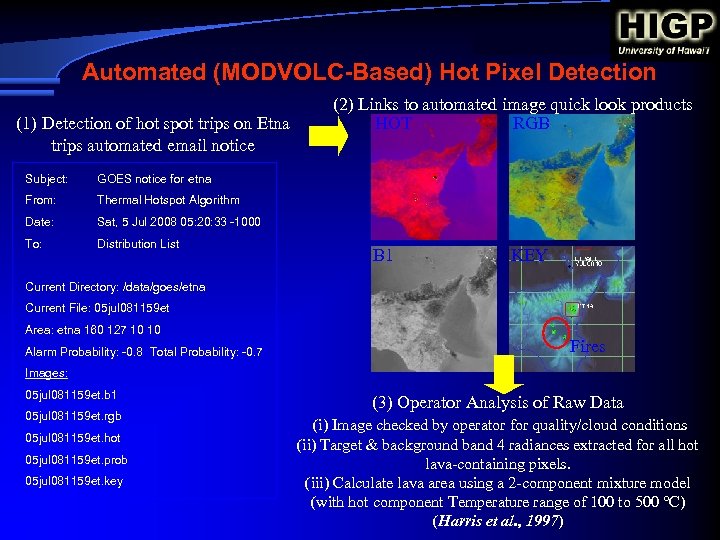 ISTITUTO NAZIONALE DI GEOFISICA E VULCANOLOGIA Automated (MODVOLC-Based) Hot Pixel Detection (1) Detection of
