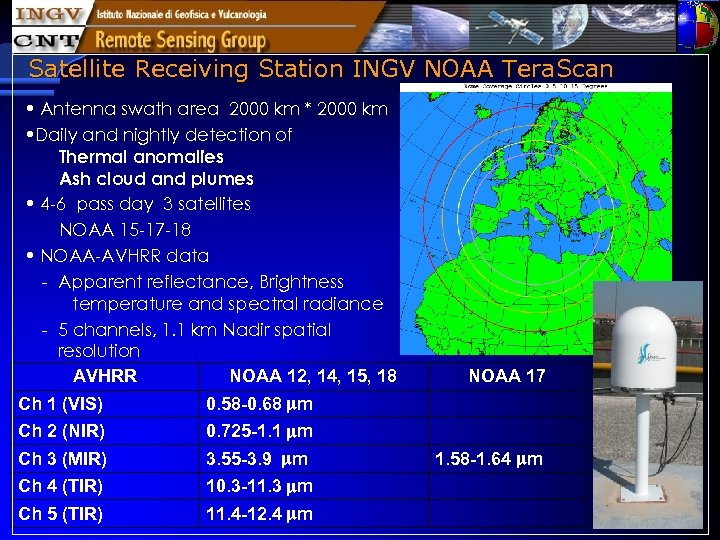 ISTITUTO NAZIONALE DI GEOFISICA E VULCANOLOGIA Satellite Receiving Station INGV NOAA Tera. Scan •