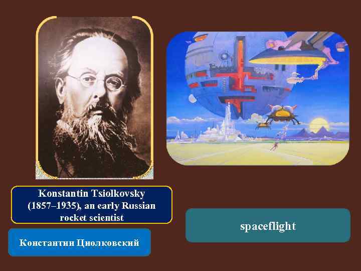 Konstantin Tsiolkovsky (1857– 1935), an early Russian rocket scientist Константин Циолковский spaceflight 