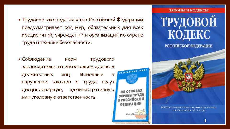  • Трудовое законодательство Российской Федерации предусматривает ряд мер, обязательных для всех предприятий, учреждений