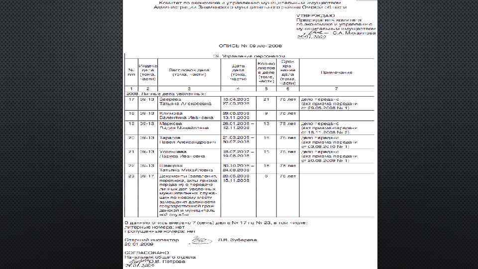 Опись личного дела муниципального служащего образец заполнения