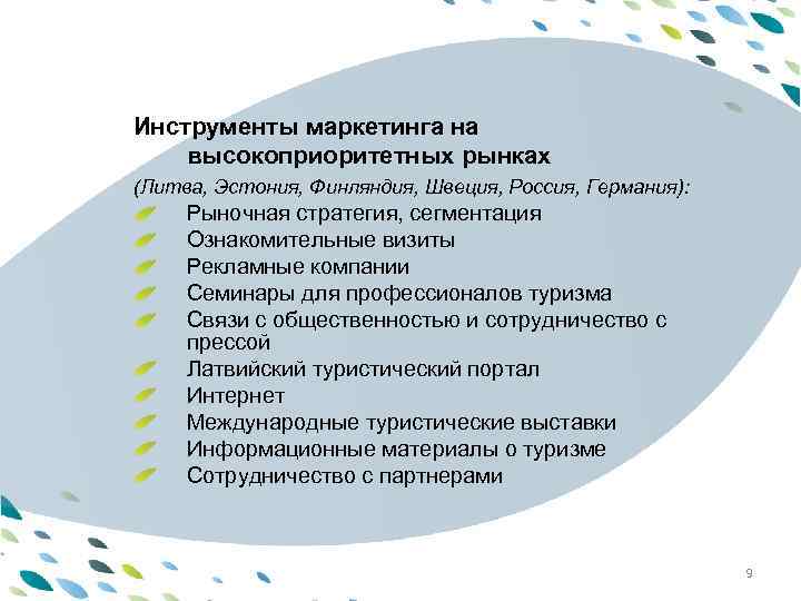 Инструменты маркетинга на высокоприоритетных рынках (Литва, Эстония, Финляндия, Швеция, Россия, Германия): PPT template Рыночная