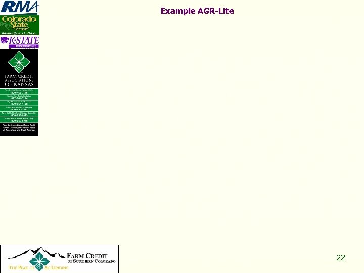 Example AGR-Lite Copyright 2008, All Rights Reserved 22 