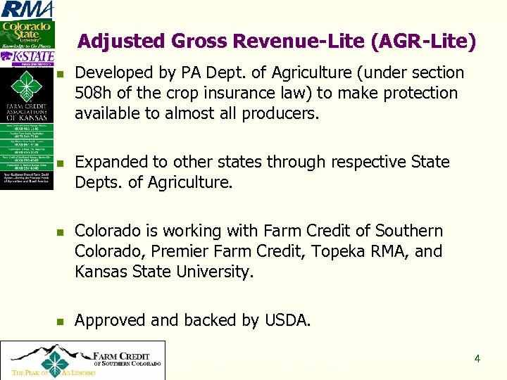 Adjusted Gross Revenue-Lite (AGR-Lite) n n Developed by PA Dept. of Agriculture (under section