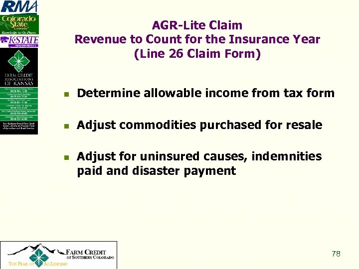 AGR-Lite Claim Revenue to Count for the Insurance Year (Line 26 Claim Form) n