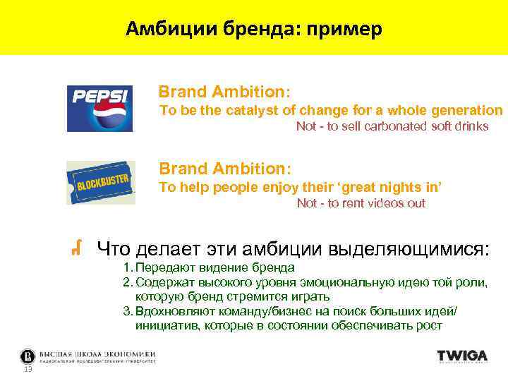 Амбиции бренда: пример Brand Ambition: To be the catalyst of change for a whole