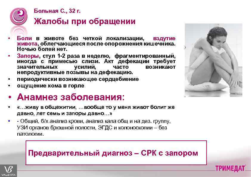 Больная С. , 32 г. Жалобы при обращении • • Боли в животе без