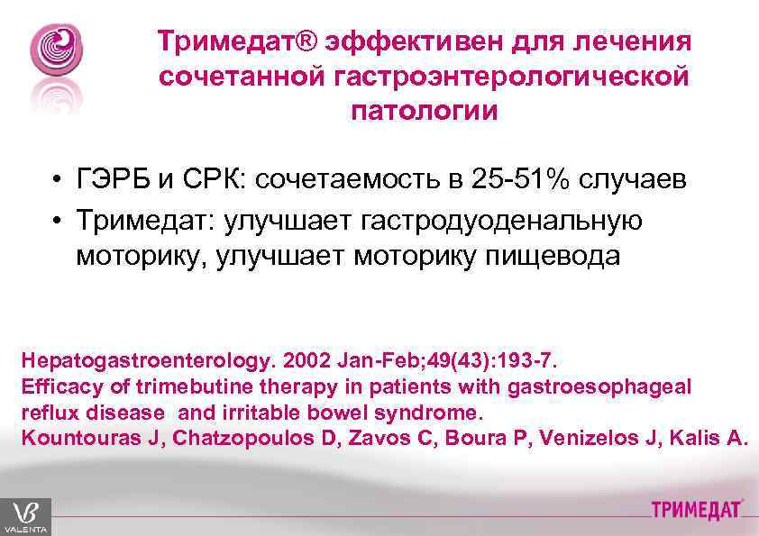Тримедат® эффективен для лечения сочетанной гастроэнтерологической патологии • ГЭРБ и СРК: сочетаемость в 25