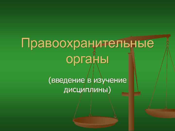 Правоохранительные органы (введение в изучение дисциплины) 