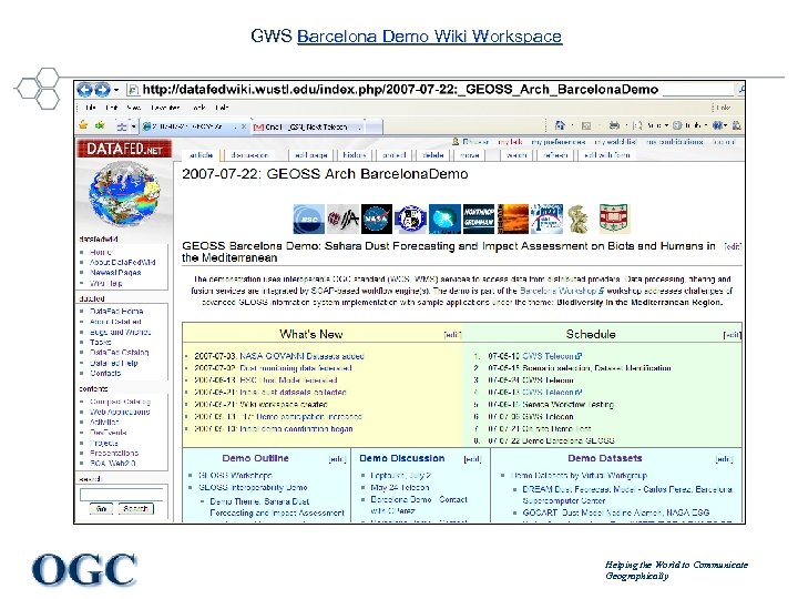 GWS Barcelona Demo Wiki Workspace Helping the World to Communicate Geographically 