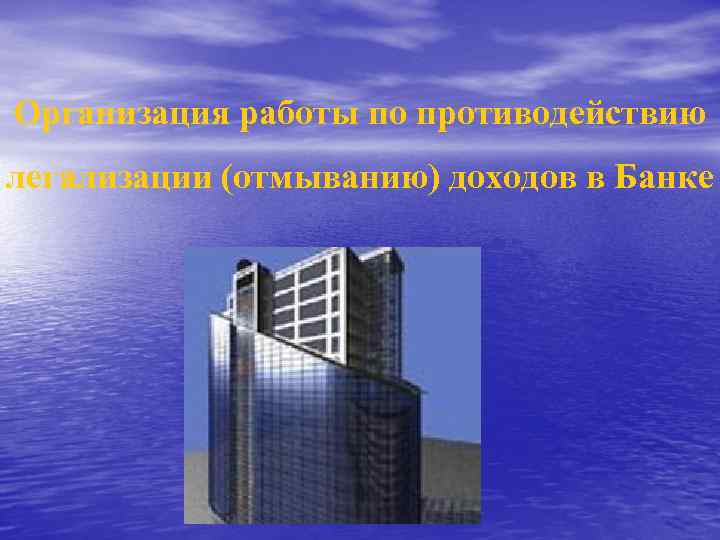 Организация работы по противодействию легализации (отмыванию) доходов в Банке 