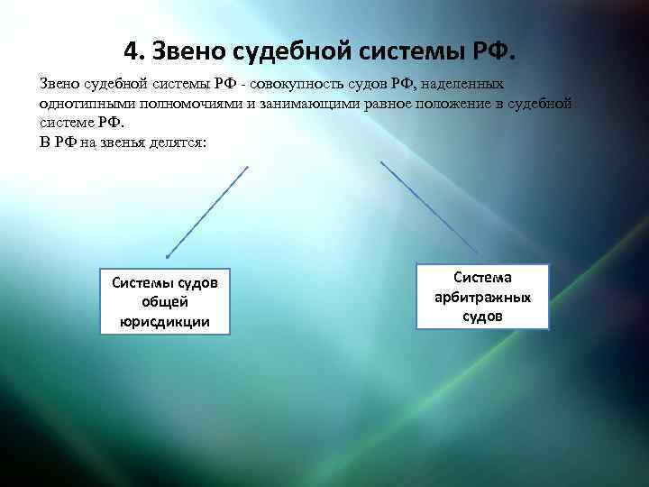 Звенья судебной системы федеральных судов