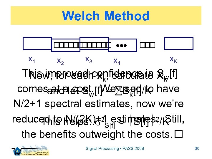 Welch Method x 1 x 2 x 3 x 4 x. K This improved