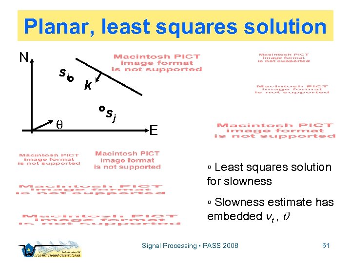 Planar, least squares solution N si k sj E ▫ Least squares solution for