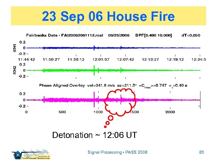 23 Sep 06 House Fire Detonation ~ 12: 06 UT Signal Processing • PASS