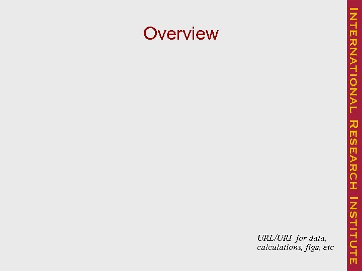Overview URL/URI for data, calculations, figs, etc 