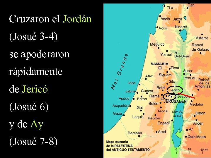 Cruzaron el Jordán (Josué 3 -4) se apoderaron rápidamente de Jericó (Josué 6) y