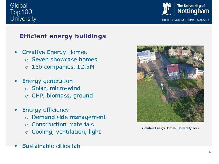 Efficient energy buildings • Creative Energy Homes o Seven showcase homes o 150 companies,