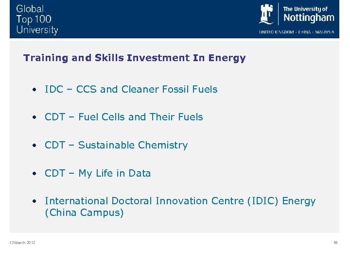 Training and Skills Investment In Energy • IDC – CCS and Cleaner Fossil Fuels