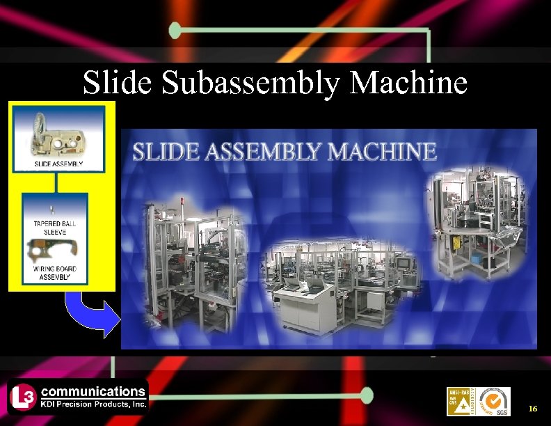 Slide Subassembly Machine 16 