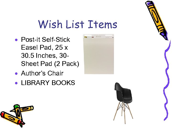 Wish List Items · Post-it Self-Stick Easel Pad, 25 x 30. 5 Inches, 30